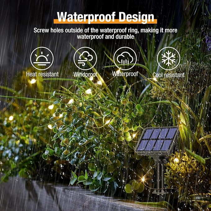 btfarm 2 Pack Solar String Lights Outdoor, Total 78FT 240LED Fairy Lights | Solar Twinkle Light Outside Waterproof, 8 Modes, Copper Wire Solar Powered for Christmas Garden Tree Wedding Party,Warm White