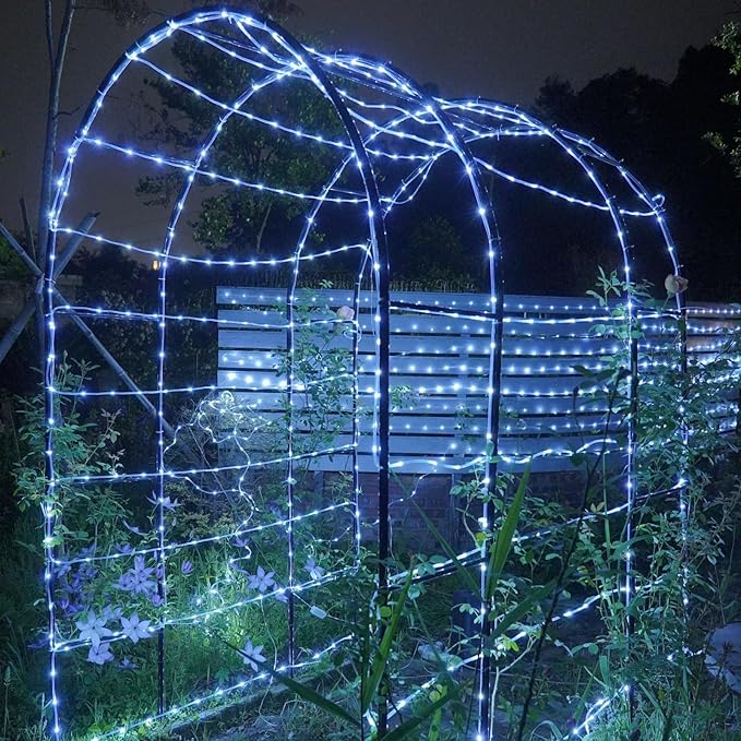 YEGUO Solar Rope Light Outdoor Waterproof, 66ft 200 LED White String Lights, 8 Modes Tube Christmas Lights in Clear Thin Tube