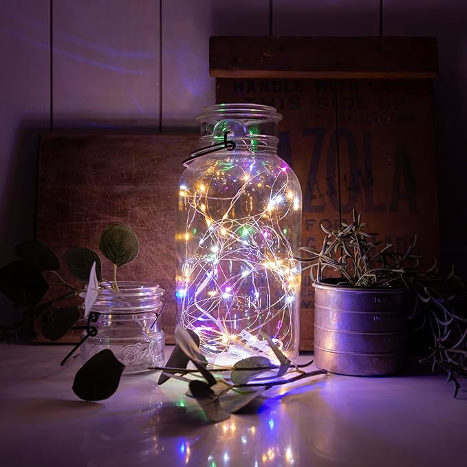 Hogg 12 Pack LED Fairy Lights - 7 ft, Centerpiece Table Decorations for Party, Small LED Lights Battery Operated, Center Pieces Decoration for Table, Battery Powered Firefly Fairylights, Multi-colored
