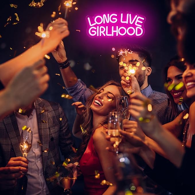 Long Live GirlHood Neon Sign, Dimmable LED Pink Rodeo Girl Quote Neon Light Kids Wall Art, USB Powered for Classroom Nursery Kids Room Decor Birthday Party Teens Girls Gifts(11.8 * 5.1in)