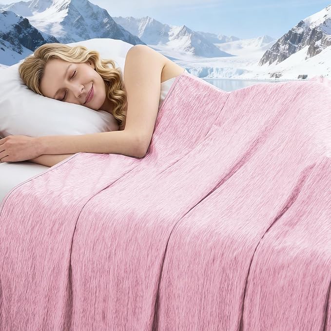 Cooling Blanket Throw Size, 50"x70" Cooling Blankets for Hot Sleepers, Cold Blanket Thin Lightweight Breathable Soft for Couch Bed, Lightweight Blanket Keep Cool for Night Sweats