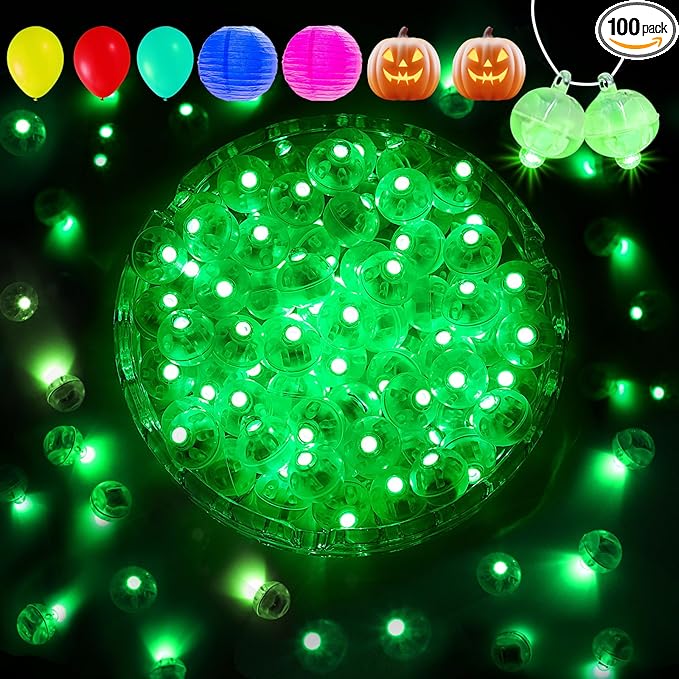 Aogist 100Pcs Green Balloon Lights with Hook,Long Standby Time,Waterproof Mini Light for Birthday Party Wedding Christmas Halloween Easter Decorative (Steady)