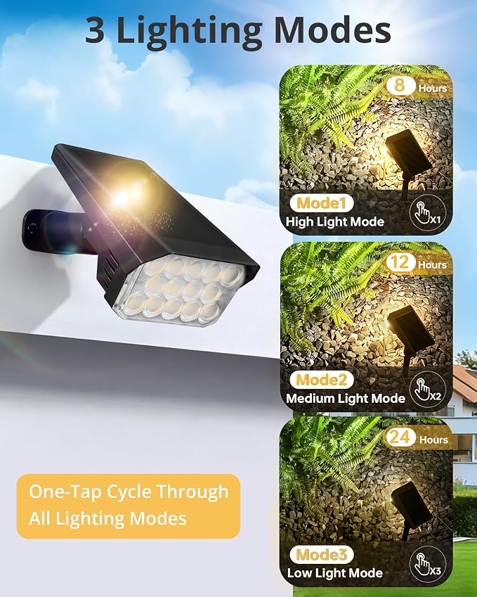 Solar Lights Outdoor Waterproof IP65, 56 LED 3 Lighting Modes Solar Spot Lights Outdoor, Solar Powered Landscape Lighting for Yard Pathway Garden, 4 Pack (Warm White)