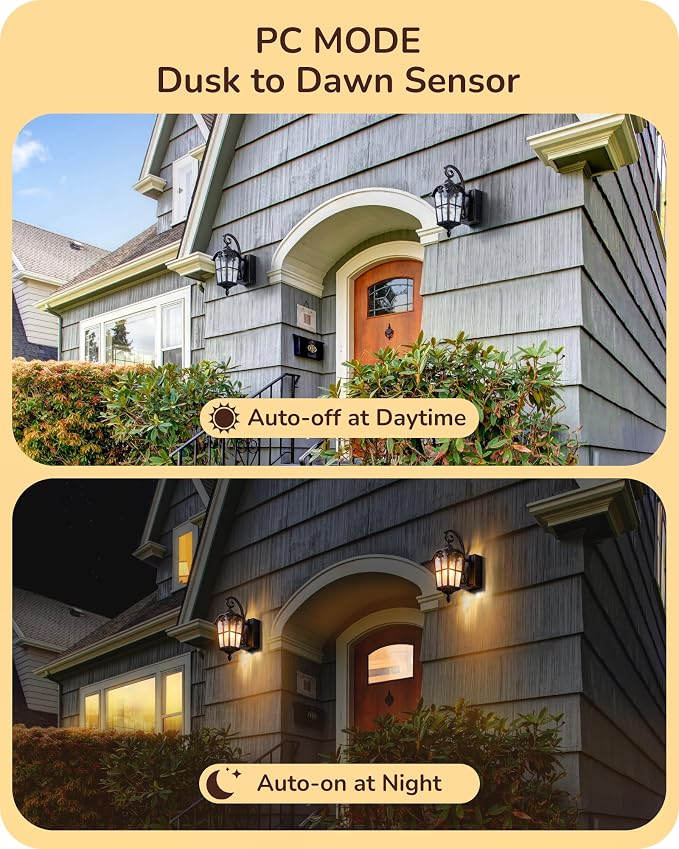 EDISHINE Dusk to Dawn Outdoor Wall Lights, Porch Light Fixture with GFCI Outlet, Exterior Wall Lantern with E26 Socket, Waterproof Outside Wall Sconce Wall Mount Lamp for Front Door, Patio, Garage | E26 Socket, Auto ON/OFF, Quality Aluminum, Weatherpro...