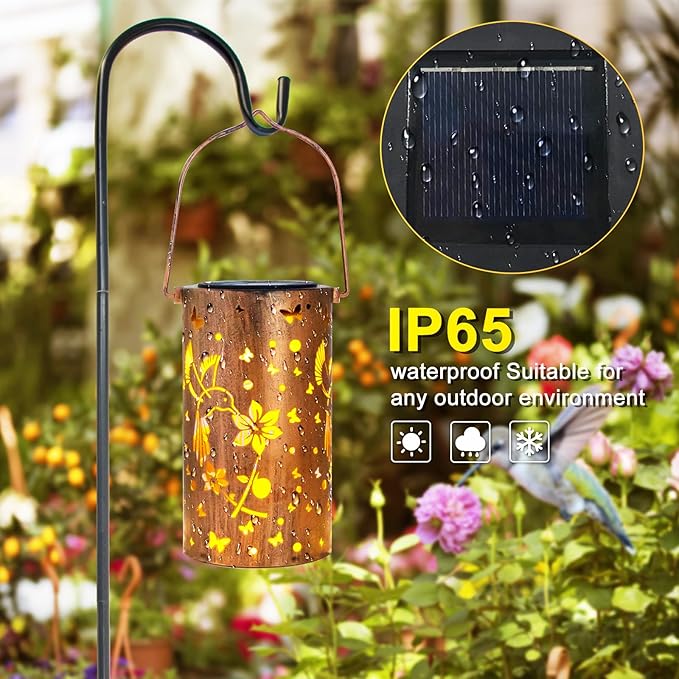 Mothers Day Gifts, 2 Pack Solar Lanterns Outdoor Waterproof Hummingbirds Birthday Gifts for Women Mom Grandma Garden Decor Hanging LED Decorative Light for Patio Yard Lawn Gardening Gifts