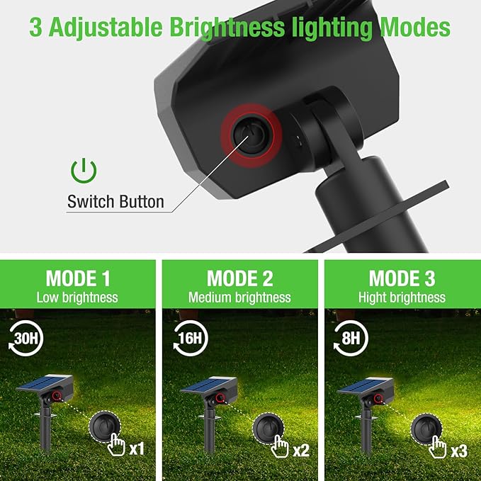 nipify 12 Pack Solar Spot Lights Outdoor Motion Sensor with 3 Modes,Solar Spotlights Outdoor Waterproof 2-in-1 Auto On/Off Landscape Lighting for Outside Yard Wall Garden Pathway, Warm White