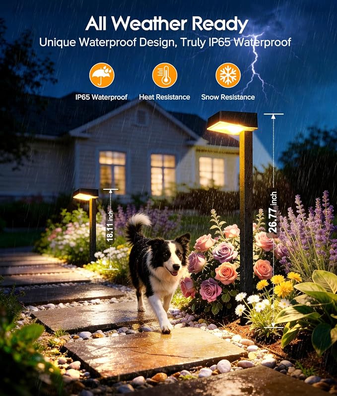 Solar Pathway Lights Outdoor, 12 Pack Garden Lights Solar Powered Path Light with Larger LED Lens, 2 Light Modes Waterproof Outdoor Solar Light for Yard Driveway Walkway Landscape, Warm White