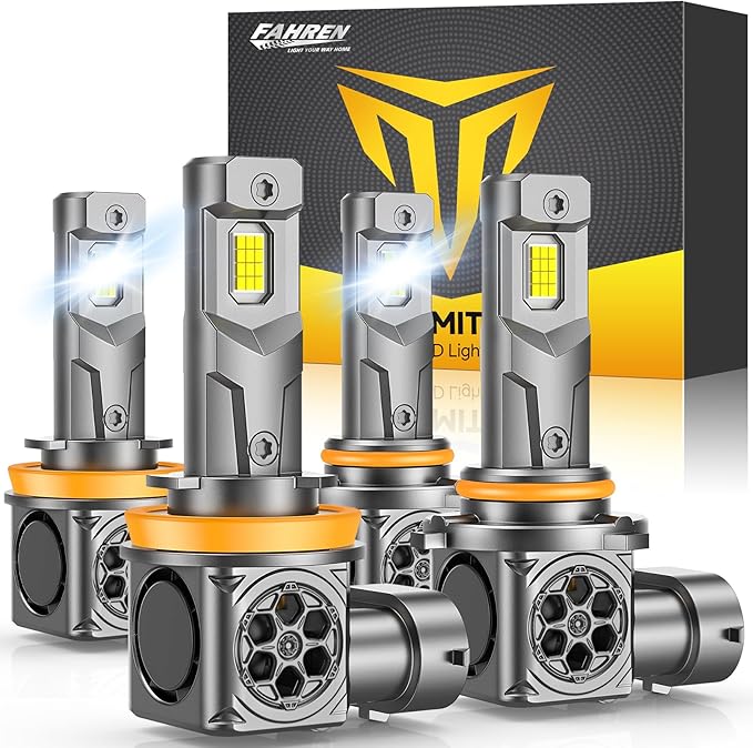 2026 Upgraded H11 and 9005 Combo Bulbs, 𝟏𝟕𝟎𝟎𝟎𝟎𝐋𝐌 𝟏𝟒𝐗 Brightest-Gen 6500K White, True 1:1 Mini Size for HB3 H8 H9 Fog Bulb, Plug & Play, 10 Years Lifespan (Pack of 4)