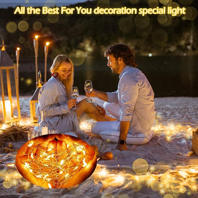 20 Packs Fairy Lights Battery Operated 3 Speed Modes, 7 Ft/ 2 M 20 LED Battery String Mini Waterproof Wire Twinkle Lights Bulk for Wedding Party Birthday Vases Decor (Warm White)