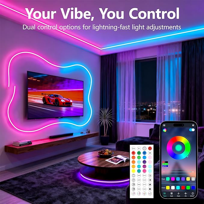 Neon Rope Lights - 32.8Ft Flexible LED Rope Lights,24V RGB Rope Lights Control with App/Remote Multiple Modes,DIY Design, IP65 Waterproof Strip Lights for Bedroom Room Outdoors Decor