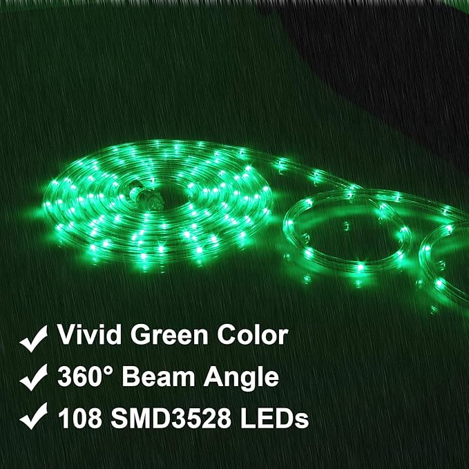 Rope Lights, 16Ft Waterproof Connectable Strip Lighting Red, Indoor Outdoor Mood Lighting for Home Christmas Holiday Garden Patio Party Decoration