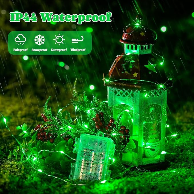 JMEXSUSS 2 Pack Green Fairy Lights Battery Operated, Total 400 LED 132ft | With Remote, Timer, Waterproof, 8 Modes Twinkle String Lights for Halloween, Tree, Mantel, Garden, Yard, Bedroom, Xmas Decor