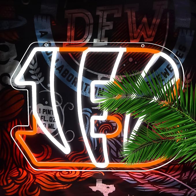 Football Neon Sign for Wall Decor Football LED Neon Light for Man Cave | Dimmable Rugby Team Logo Sign for Bedroom Club Bar Game Room Party Garage Decor Birthday Gift for Rugby Fans Size16.1*11.8In