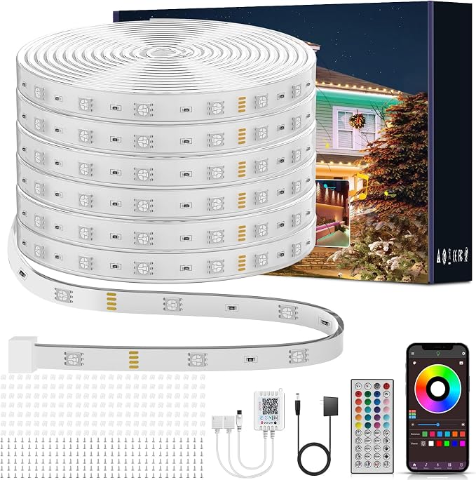 Ledagic Outdoor Led Strip Lights Waterproof 400ft, Outside Led Light Strip | Ip68 Waterproof with Remote and App Control, Exterior Music Syne RGB Led Rope Lights for Bathroom, Party Home Decor (2*200ft)
