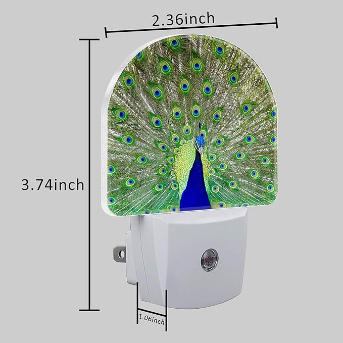 Peacock Night Light with Dusk to Dawn Sensor for Room Decor, Hallway, Kitchen, Bathroom, Nursery, Stairs