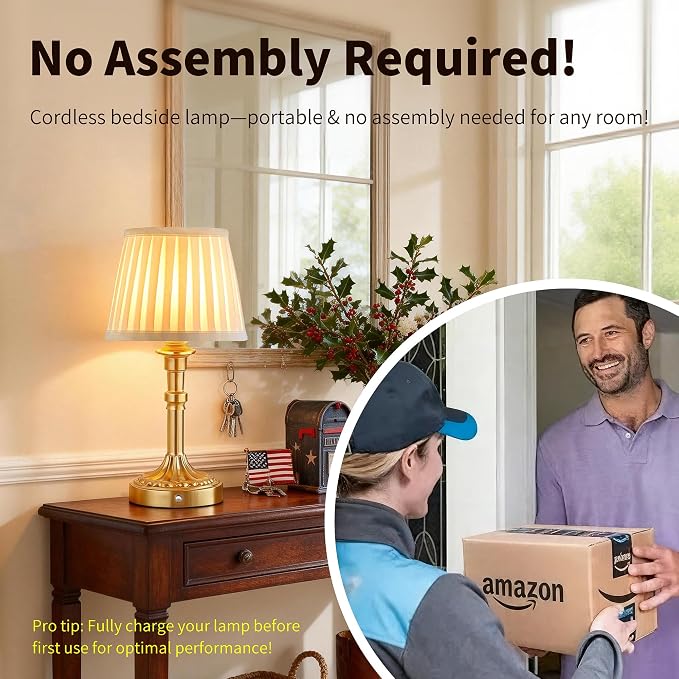 Mr.White Set of 2 Rechargeable Cordless Table Lamp with Fabric Shade, 5200mAh Battery Operated LED Table Light, for Restaurant Kitchen Patio Dinner Dining (Bronze)