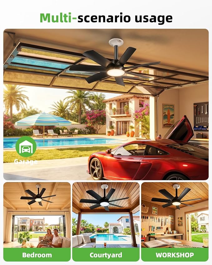 28 Inch Socket Fan Light with Remote Control, Screw in E26/E27 Ceiling Fan with LED Light, 3000-6000K Dimmable Color Temp, 6 Speeds, Timer, for Bedroom Kitchen Living Room Garage, Black