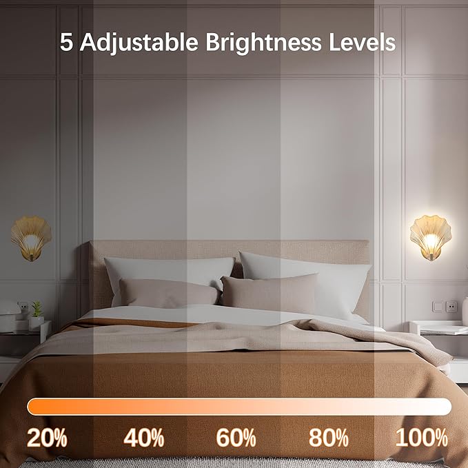 Vintage Battery Operated Wall Sconces with Remote, Amber Rechargeable Wireless Wall Sconces with Magnetic LED Bulbs, Indoor Shell Shaped Wall Lights for Living Room, Bedroom, Bedside, Doorway