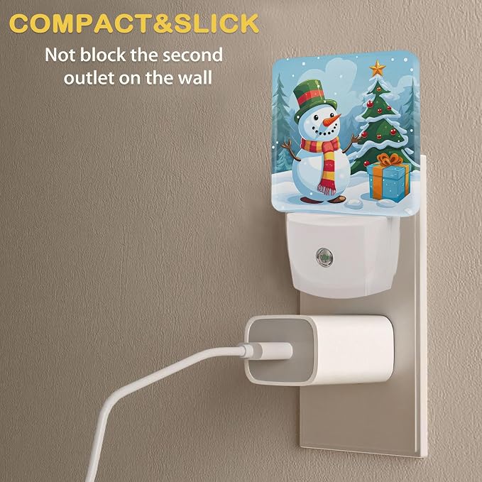 Christmas Night Light, Snowman Night Lights Plug Into Wall with Dusk to Dawn Sensor Wall Lamp, Nightlights for Bedroom, Bathroom, Hallway, Kitchen, Gifts Ideal for Girls Women