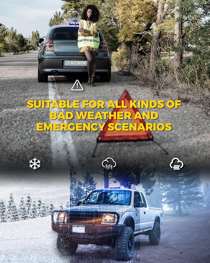 Xprite Upgraded 12" 72LED Rooftop Mini Strobe Lights, Emergency Safety Flashing Beacon Light Bar with Magnetic Base for 12V-24V Construction Vehicles, Trucks, Snow Plow, Postal Car (Blue)