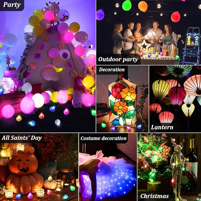 AIKEI 200pcs LED Balloon Lights,White Mini Balls Lights,Long Standby Time Easter Decor,Waterproof for Paper Lantern Easter Eggs Halloween Christmas Wedding Birthday Party Decoration