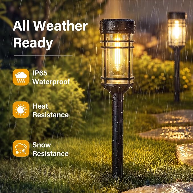 Ollny Solar Pathway Lights Outdoor 8 Packs, Solar Garden Lights IP65 Waterproof, LED Solar Powered Path Light Auto On/Off, Landscape Lighting for Yard Walkway Driveway Porch Outside Decor