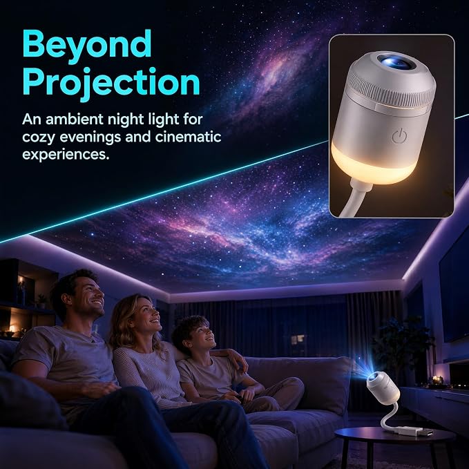 2027 New Hd Smart Dynamic 5D Holographic Night Light Projector, Plug and Play HD Star Projector with 24 Films , 360° Adjustable 2-in-1 Galaxy Projectors Night Light, USB Powered for Bedroom（12 Films）