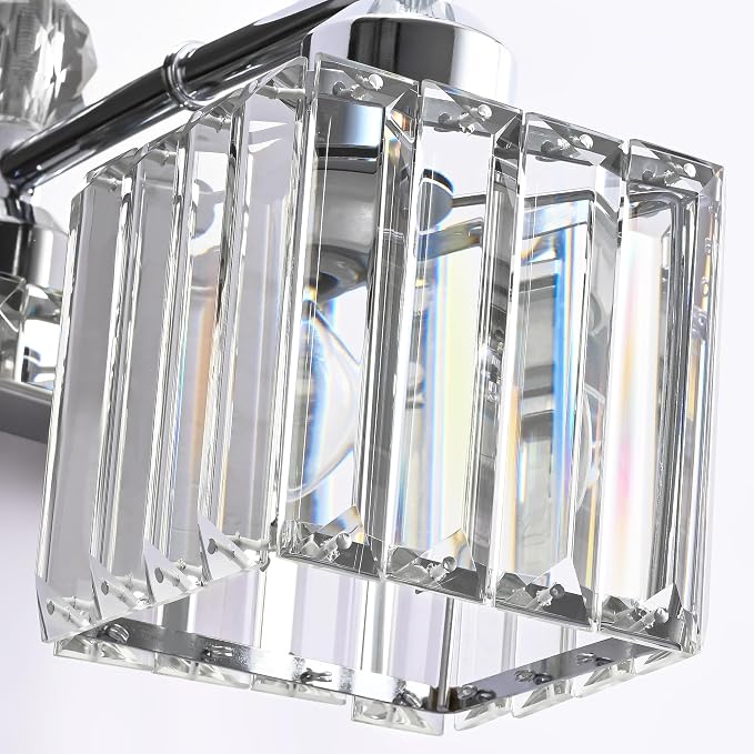 PRESDE Crystal 2 Light Bathroom Vanity Lights Chrom Bathroom Lights Fixtures Over Mirror Modern Bedroom Hallway