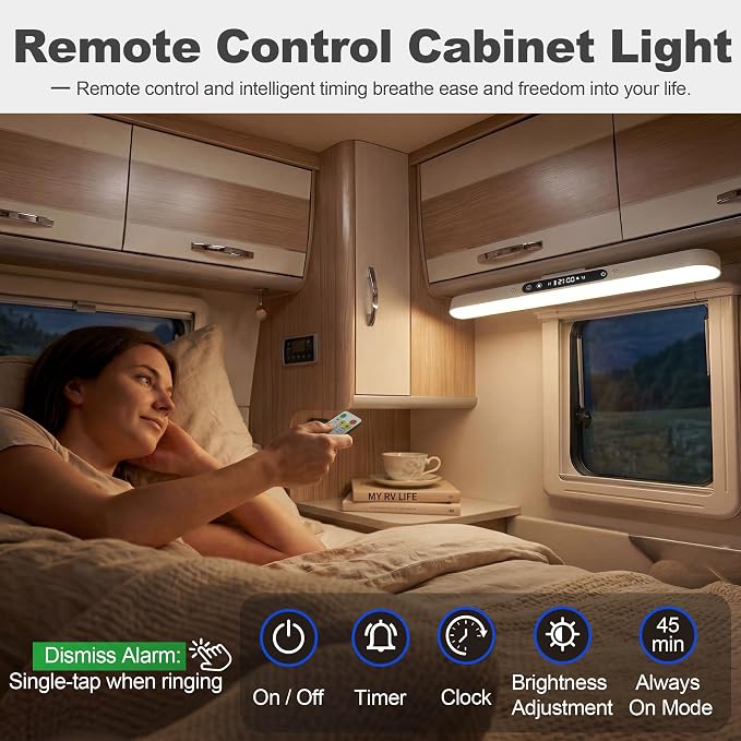 4000mAh 6W Rechargeable Light Bar, Wireless Closet Light | Magnetic Under Cabinet Lighting with Remote, 3-Color Dimmable No-Drill Battery Operated Lamp for RV, Bunk Bed, Kitchen, 2PK