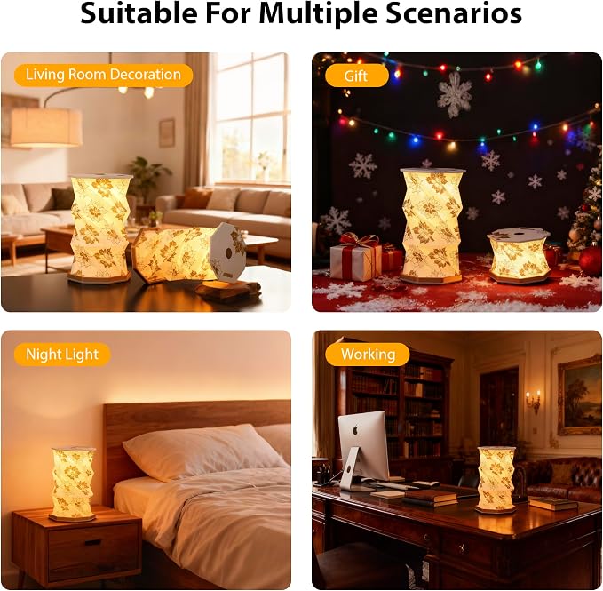 Birthday Flower Folding Lamp, Paper Lantern Lights, Japanese Gifts | Rechargeable Paper Light, Elegant Gift Box – Ideal Anniversary, Birthday Gift for Women, Mom, Grandma-White Christmas Rose