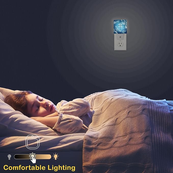 Cross Heaven Night Light with Dusk to Dawn Light Sensors, Plug-in Wall Led Night Lights, Energy Efficient Lamp for Bedroom/Bathroom/Kitchen/Hallway/Stairs