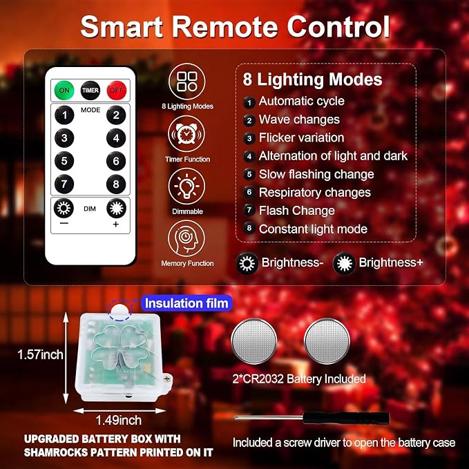 ZGWJ 12 Pack Red Fairy Lights, Mini String Lights with Remote and Timer | 8 Lighting Modes Timing Function Battery Operated 7 FT 20 LED Waterproof,Halloween Christmas Tree Parties Decor