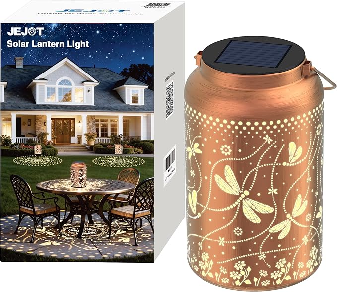 Solar Lanterns Outdoor Waterproof,Dragonfly Solar Lantern Gift for Women Girl Mom Grandma ,High-Strength Metal Hanging Solar Lantern for Yard,Garden,Porch Landscape Deconrations-1 Pack
