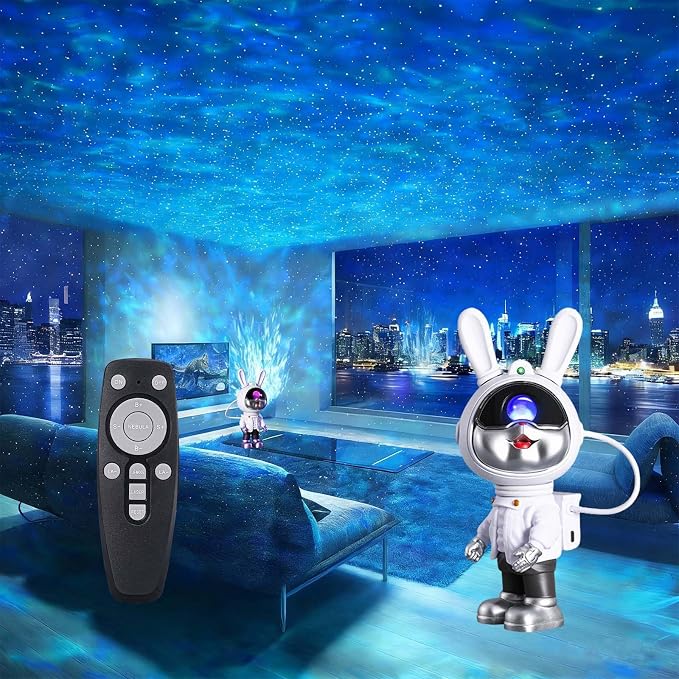 North Pole Galaxy Light Aurora Projector LED Star Projector for Bedroom Nebula Lamp Mechanical Rabbit Electric Light with 7 Light Effects, Remote Control for Parties