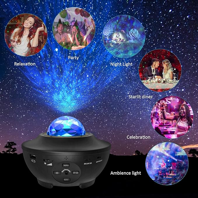 Galaxy Projector Night Light with Voice Control, 21 Lighting Effects, 3 in 1 Ocean Wave, Galaxy and Star Night Light for Baby, Kids, Adults, Home Theatre