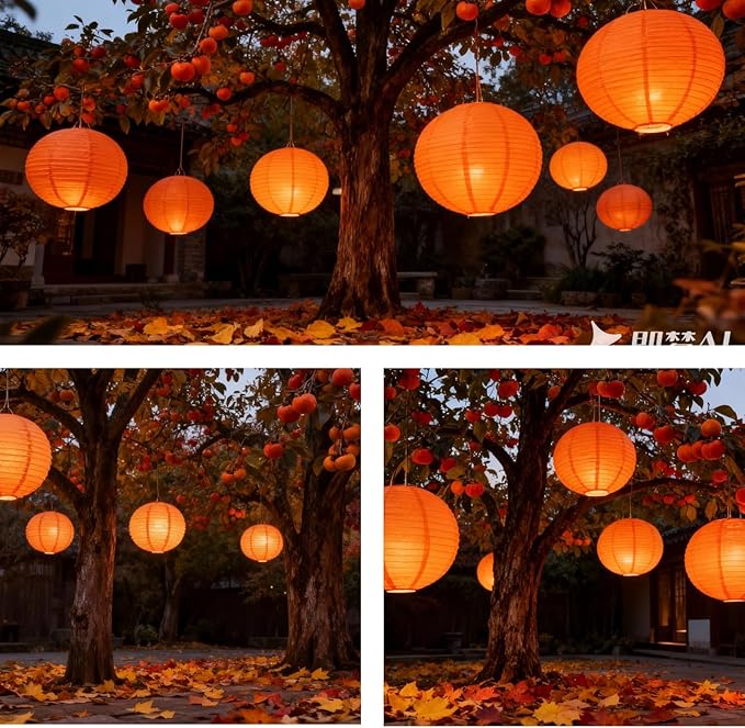 Chinese Paper Lanterns - Pack of 10, 10-Inch Orange Hanging Lights for Birthday Party Decorations, Ceiling Decor, Rainbow Classroom, Wedding, and Home Party
