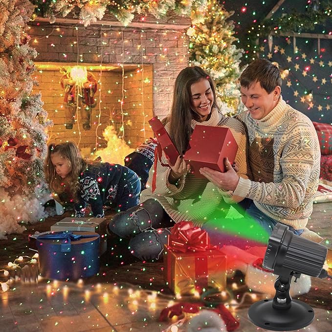 Laser Christmas Projector Lights Outdoor, Outdoor Garden Laser Light, Landscape Lights with Red and Green Stars, IP65 Waterproof,Cold Resistant. Suitable for Holiday, Party, Garden Decorati