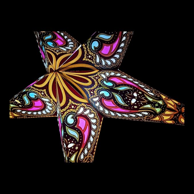 Lantern Lampshade Paper Star Light Shades Large 60cm Hanging Decorations for Christmas Wedding Home Decoration Birthday Party Foldable 5 Pointed Star (Glitter Brown, Golden, Pink)