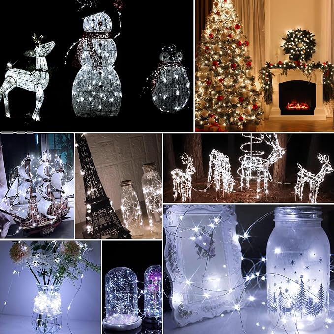pozzolanas 12 Pack White Battery Operated String Lights - 7ft Waterproof Fairy Lights with 20 LEDs for Home, Mason Jar, Party, Wedding, Halloween, Christmas Decorations