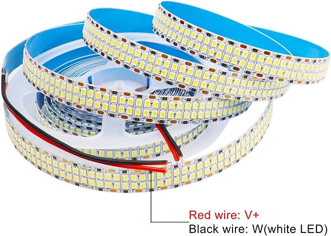 2835 SMD Cold White LED Strip Lights 6500K Double Row 2400 LEDs 5M | 16.4ft Flexible LED Strip Tape Light Ribbon Lamp DC12V LED Daylight Dimmable Strip Lights for Bedroom Living Room Lighting