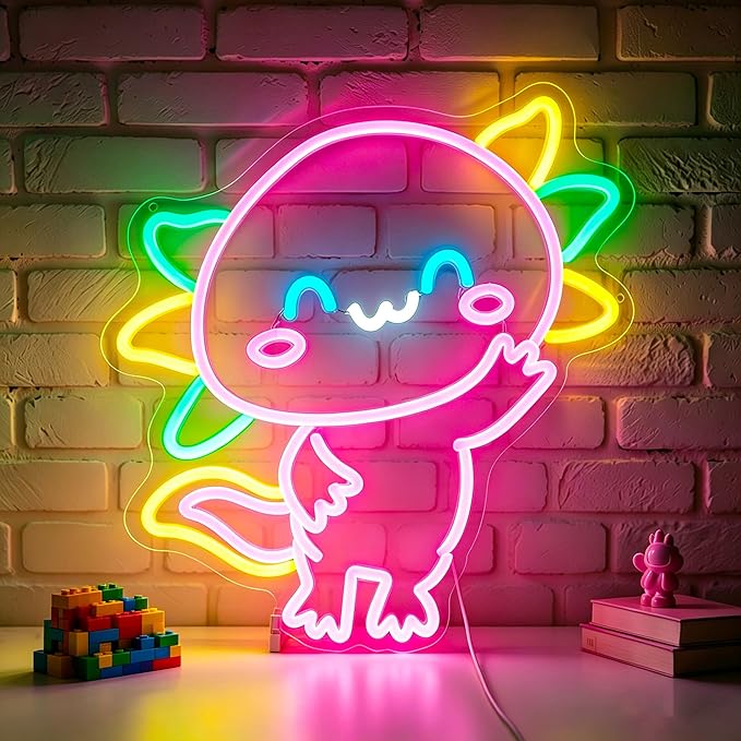 Axolotl Neon Sign Led Sign Neon Signs for Wall Decor Neon Lights | Salamander Led Light Up Sign, Pink Game Room Decor, Girls Gift, Party, Wall Decor, 5V USB Powered