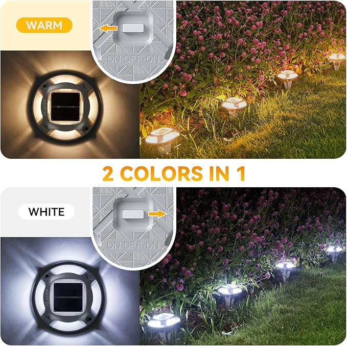 AGPTEK Solar Driveway Light 1 Pack, 2 Colors in 1 Outdoor Solar Deck Dock Marine Waterproof LED Driveway Marker Security Lights for Outside Pathway,Boat Dock,Step,Walkway,Path,Garden