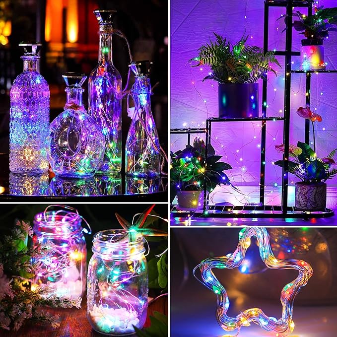 kolpop 5Pack Fairy Lights Battery Operated, 50 LED Mini String Lights with Timer, Multicolour Tiny Christmas Light for Indoor Wedding Bedroom Decorations