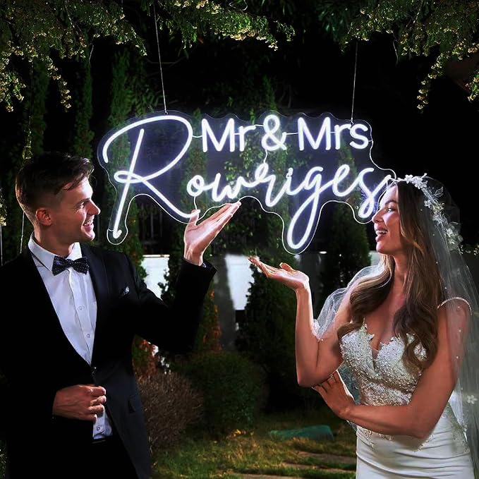 Custom Neon Sign, Neon Sign Customizable Large LED Wedding Neon Name, Custom Light Signage Personalized for Wedding Anniversary, Light Up Sign for Christmas Party Gift