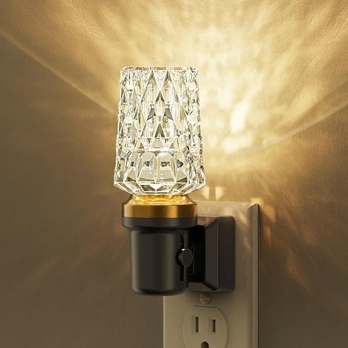 L LOHAS LED Night Light, Dimmable Night Lights Plug into Wall, Light Sensor | Automatic Nightlights Plug in, 3000K 100LM, LED Acrylic Nightlight, Crystal Decorative, Hallway Bedroom Bathroom, 1 Pack