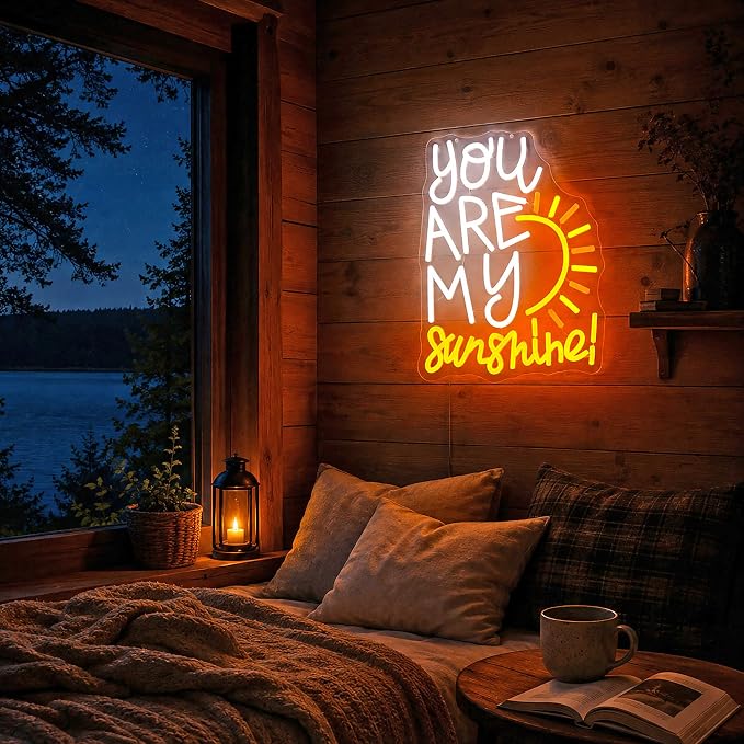 Neon Sign, Sunshine Neon Signs for Wall Decor LED Signs Neon Light | You Are My Sunshine Neon Sign, Inspiration Led sign for Bedroom, Living Room, Home Decor, Dimmable, Gift, USB Powered