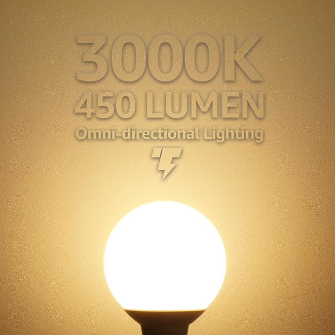 TORCHSTAR 12-Pack G25 LED Light Bulbs, 5W 40W Equivalent, Dimmable 450LM Globe Light Bulbs, 3000K Warm White, E26 Base Decorative Bulb, for Bathroom Vanity or Mirror, UL Listed