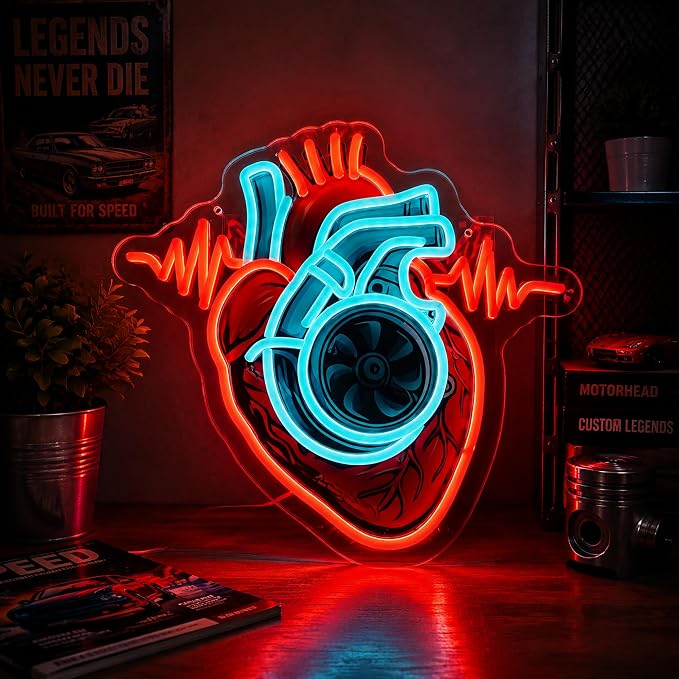 human heart Neon Sign USB Turbo LED Light for Bedroom Garage Party Decor | Brighten your space with a modern Heart Neon Sign, designed to create a warm and stylish atmosphere for bedrooms, garages, gaming rooms and party décor.