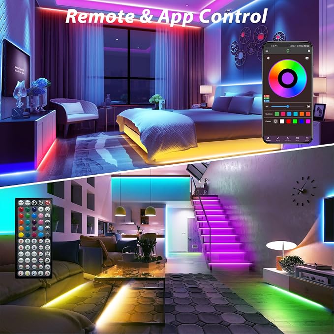 Ledagic Led Lights for Bedroom 150 ft (2 Rolls of 75ft), Led Lights Strip | Color Changing Led Strip Lights with 60 Keys Remote and App Control, Music Sync Led Lights for Room Kitchen Party Home Decor