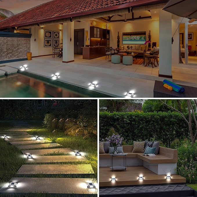 T-SUN Solar Driveway Lights Outdoor, 24 Pack LED Ground Driveway Light 6000K Cold White Solar Deck Lights for Path Garden Sidewalk Stair Ground Pathway